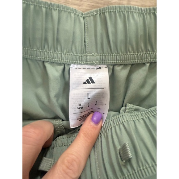 Adidas Boys 3-Stripe Athletic Shorts - Sage Green - Size Large (14/16) - Picture 2 of 3